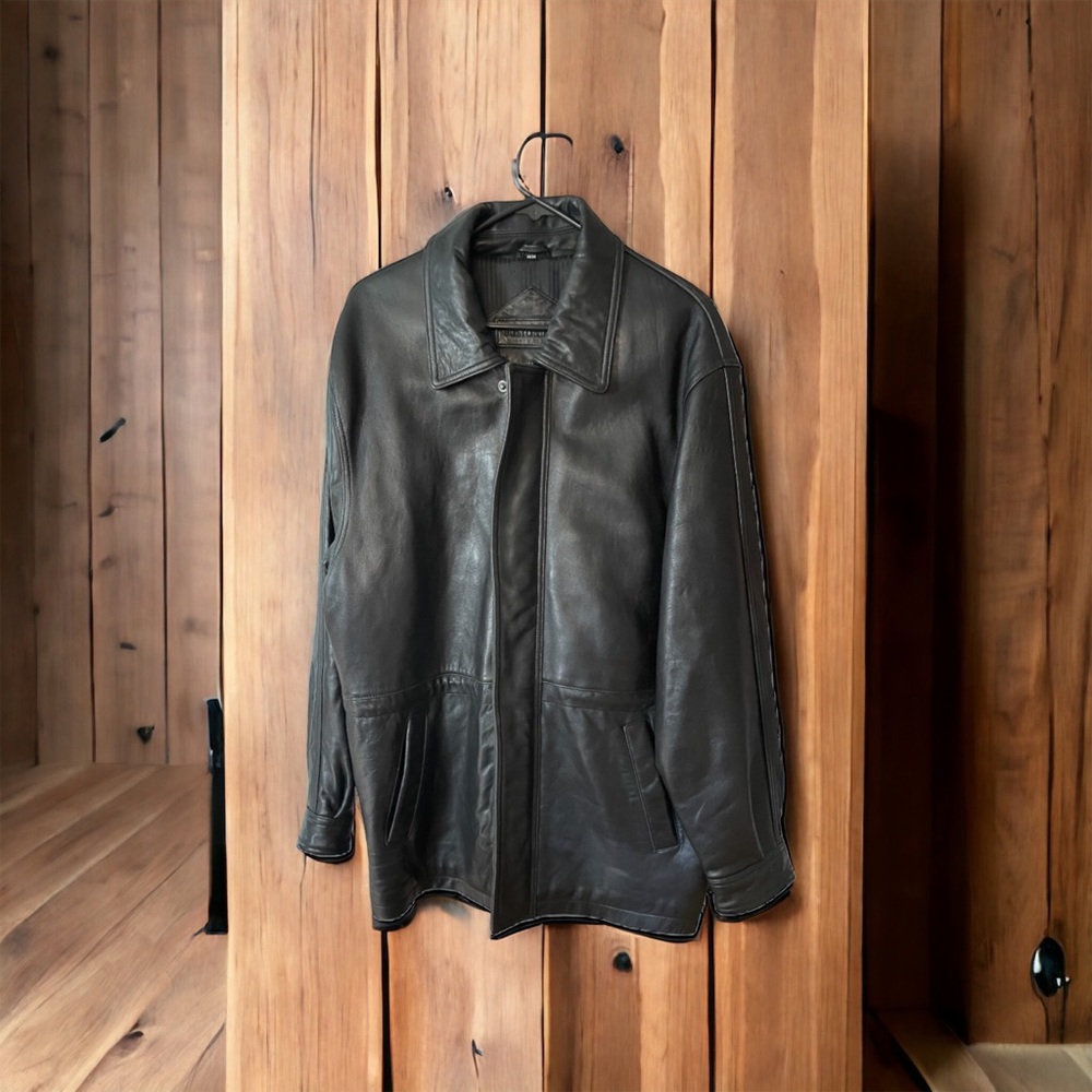 MOORES BOSTONIAN Men's Genuine Leather Coat Black Medium